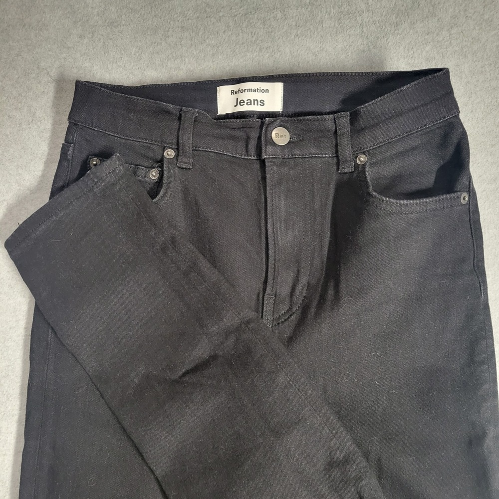 Reformation Jeans Womens 27 Black High Rise Skinny Organic Cotton Tencel Denim